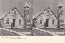 Juneau Alaska Early Church Building, C1900s Vintage French-issued Stereo Postcard - Juneau