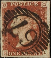 Great Britain 1841-55 1 D Die I Imperf. Blued Paper, Alph. I-KL, Cancel 67 Peckham - Used Stamps