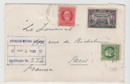 Cu040 / Kuba,  Einschreiben 1938 Ex Estacion Medina Nach Paris, Frankiert MitCentenarop-Ferro Carril Etc. - Briefe U. Dokumente