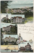 1906 - Heiden Nr. 1500 - Mehrfachbilder, Schulhaus, Hotel Krone, Freihof, Kurhalle, Evangelisch Kirche Verlag Künzli - Heiden