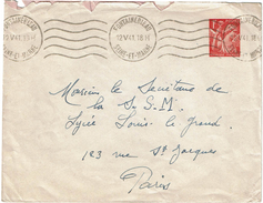 CTN49/10 - FRANCE  - ENVELOPPE TYPE IRIS 1r FONTAINEBLEAU / PARIS LYCEE LOUIS LE GRAND 12/5/1941 - Standard- Und TSC-Briefe (vor 1995)