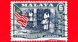 MALESIA - Malaya - Federation - Usato - 1957 - Gomma - Rubber Tapping - Bandiera -  6 - Federation Of Malaya