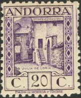 * 16/20d 1931. Andorra. 5 Cts Lila, 10 Cts Verde, 15 Cts Azul Gris (adelgazado), 20 Cts Lila Y 25 Cts Rosa (adelgazado). - Autres & Non Classés