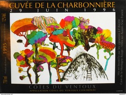 ETIQUETTE De VIN " CÔTES-du-VENTOUX 1996 " - Cuvée De La Charbonnière - Appel. Contrôlée - 12° - 75cl - TB. état - Côtes Du Ventoux