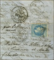 Etoile 14 / N° 29 (leg Def) Càd PARIS / R. DE STRASBOURG 13 JANV. 71 Sur Lettre Adressée à... - Guerra Del 1870