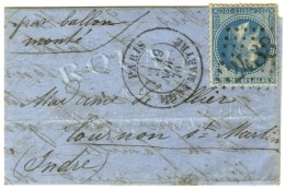 GC 2488 / N° 29 Càd PARIS / MONTMARTRE 19 NOV. 70 Sur Lettre Pour Tournon St Martin. Au Verso,... - Oorlog 1870