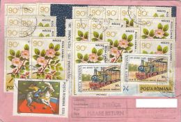 61676- HIP ROSE, CIRCUS, TRAIN, STAMPS ON CONFIRMATION OF RECEIPT, 1996, ROMANIA - Lettres & Documents