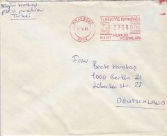 61870- AMOUNT 7000, PINARHISAR, RED MACHINE STAMPS ON COVER, 1984, TURKEY - Covers & Documents