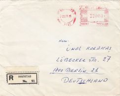 61874- AMOUNT 30000, BESIKTAS, RED MACHINE STAMPS ON REGISTERED COVER, 1985, TURKEY - Covers & Documents