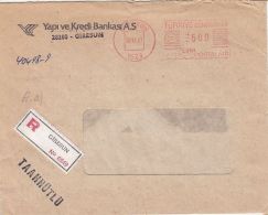 61878- AMOUNT 600, GIRESUN, RED MACHINE STAMPS ON REGISTERED COVER, 1987, TURKEY - Covers & Documents