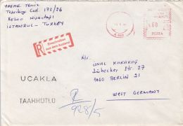 61880- AMOUNT 200, RED MACHINE STAMPS ON REGISTERED COVER, 1988, TURKEY - Covers & Documents