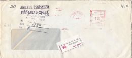 5344M- AMOUNT 450, ESKISEHIR, RED MACHINE STAMPS ON REGISTERED COVER, 1987, TURKEY - Covers & Documents