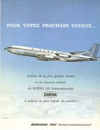 Publicité Sabena / Boeing 707 - 1963 - Pubblicità