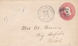 Sc#U227 2-cent Washington Red Color Postal Stationery Cover, Stillwater Minnesota To Big Rapids Michigan - ...-1900
