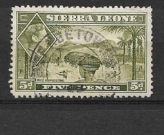 SIERRA LEONE        -1938 King George VI - Rice Harvest   USED - Sierra Leone (...-1960)