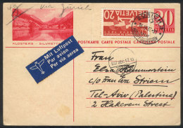 Uprated Postal Card Sent From Zurich To TEL AVIV (PALESTINE) On 16/SE/1927, It Has A Vertical Crease, Else VF... - Autres & Non Classés