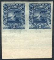 Yv.135B, 1896 San Miguel Volcano 5c. W/o Watermark, IMPERFORATE PAIR, VF! - Salvador