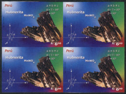 Sc.1514, 2006 Rocks And Minerals (hubnerite), IMPERFORATE BLOCK OF 4, Very Fine Quality, Rare! - Perú