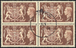 Sc.289, 1951 1£, Used Block Of 4 Of Excellent Quality, Rare! - Other & Unclassified