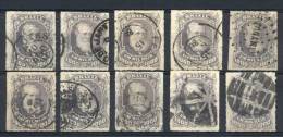 Sc.77, 1878/9 1000R. Lilac Gray, 10 Used Examples, All With DIFFERENT CANCELS, VF Quality, Catalog Value US$475. - Otros & Sin Clasificación