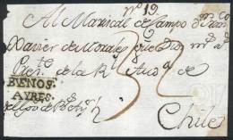 Front Of An Official Cover Sent To The Captaincy Of Chile (circa 1771), With Black 2-line BUENOS AYRES Marking... - Otros & Sin Clasificación