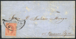 GJ.20, 3rd Printing, Very Clear Impression, Franking A Folded Cover With Fan Cancel Of TUCUMÁN, VF! - Cartas & Documentos