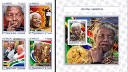 Sierra Leone 2017, Mandela, Pope J. Paul II, Football World Cup, 4val In BF +BF IMPERFORATED - 2010 – Zuid-Afrika