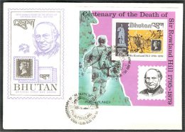 BHUTAN, 100 Centenary Of Death Of Rowland Hill 1979 Sheetlet + Set On FDC! - UPU (Union Postale Universelle)