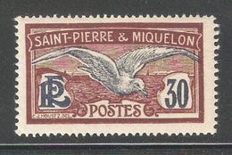 St Pierre & Miquelon 1925, 30c,Scott # 92,VF Mint Hinged*OG (P-5) - Unused Stamps