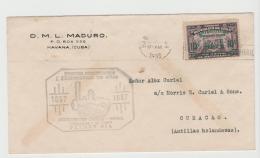 Cu041 / Kuba, 100-jähriges Eisenbahnjubiläum 1937 Auf FDC Nach Curacao - Lettres & Documents