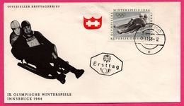 FDC - Bobsleigh - Luge - IX Olympische Winterspiele Innsbruck 1964 - Ersttag - Kurort Igls - 1963 - Winter 1964: Innsbruck