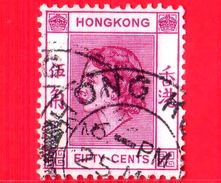 HONG KONG - Usato - 1954 - Regina Elisabetta II (1954-1960) - Fifty Cents - 50 - Usati