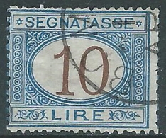 1870-74 REGNO USATO SEGNATASSE 10 LIRE - R9 - Portomarken