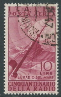 1947 ITALIA USATO POSTA AEREA RADIO 10 LIRE - R7 - Poste Aérienne