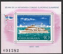 Romania 1981 Ships European Danube Commission 125th Anniv Schiffe Nave River Flag Europa S/S Stamp MNH SC 3001 Mi BL176 - Lotes & Colecciones