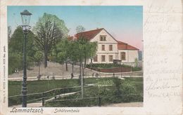 Litho Luna Glitzer Gold AK Lommatzsch Schützenhaus Gasthof ? Sachsenplatz 3 A Schwochau Jessen Berntitz Scheerau Ostrau - Lommatzsch