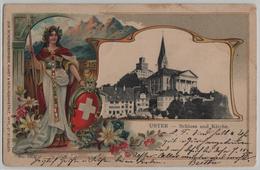 Uster - Schloss Und Kirche - Präge Relief Litho Jos. Schönenberger No. 1002 - Uster