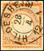 2 1/2 Gr. Braunorange, Kabinettbriefstück Mit Nachverw. Hannover-K2 "HILDESHEIM", Gepr. Krug BPP, Katalog: 21a... - Autres & Non Classés