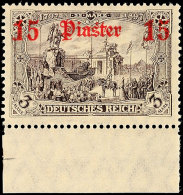 15 Pia Auf 3 Mark Deutsches Reich, B-Farbe, Unterrandstück, Tadellos Postfrisch, Unsigniert, Mi. 160.-,... - Turquie (bureaux)