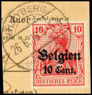 "BLEYBERG 8MONTZEN8 26:6:18", Klar Und Zentr. Auf Paketkartenausschnitt 10 C., Katalog: 14 BSBLEYBERG 8MONTZEN8... - 1° Guerre Mondiale