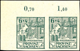 6 Pfg Wiederaufbau, Ungezähnt, Mit Plattenfehler "Schraffurlinien Links Neben Wertziffer '6'... - Autres & Non Classés