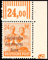 24 Pfg Aus Der Bogenecke Oben Rechts Mit Druckerzeichen "6", Tadellos Postfrisch, 200.-, Katalog: 190DZ **24... - Autres & Non Classés