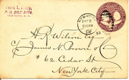 USA Postal Stationery Cover 2 C. Colombus Anniversary 1892 New York 8-12-1893 - ...-1900