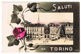 RB 1158 -  Super 1930's Postcard - Saluti Da Torino Turin Italy - Places