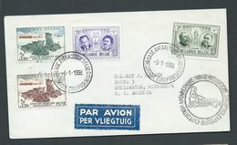 Belgium Antarctic 1958 Both Blue & Grey Husky Dogs + 2 Others On First Day Of Base Opening Cover , Base Cds And Cachet - 1951-1960
