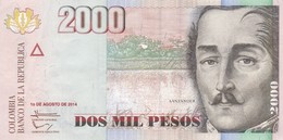 COLOMBIA 2000 PESOS 2014 XF (free Shiping Via Regular Air Mail (buyer Risk)) - Colombie