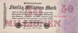 GERMANY 50 MILLIONEN MARK REICHSBANKNOTE 1923 AD PICK NO.98 UNCIRCULATED UNC - 50 Miljoen Mark