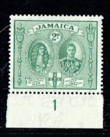 1945  Self Government Perf. Change SG  135a Plate Number  UM - Jamaica (...-1961)