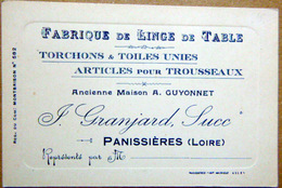 42 PANISSIERES FABRIQUE DE LINGE DE TABLE TORCHONS TOILE GRANJARD  CARTE COMMERCIALE - Textile & Clothing