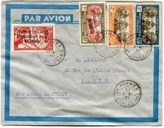 NOUVELLE-CALEDONIE LETTRE PAR AVION AVEC AFFR. SURCHARGE " 1er COURRIER AERIEN Nelle-CALEDONIE - FRANCE VIA AUSTRALIE " - Storia Postale